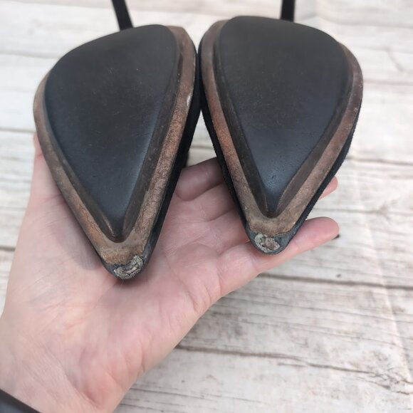 L.A.M.B. Black Suede Lace Up Stiletto Ankle Booties Women Size 8.5 - Picture 7 of 8